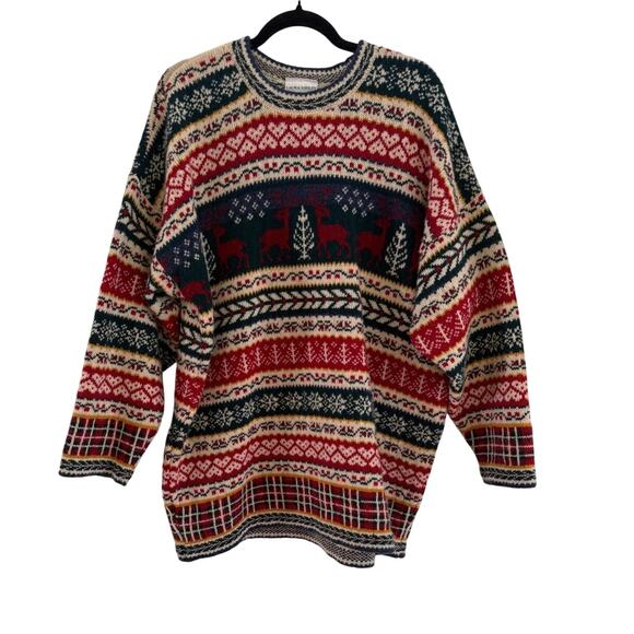 Laura Ashley Sweaters - Vintage Laura Ashley Sweater Fair Isle Size XL 100% New wool Christmas Britain